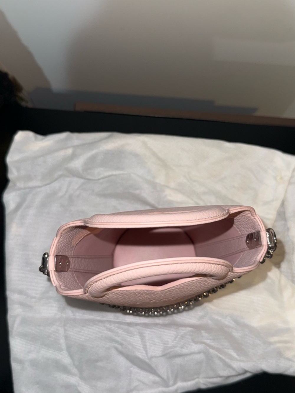 Tiffany & Co. Light Pink Pebbled Leather Heart Tote with Chain - Picture 2 of 4